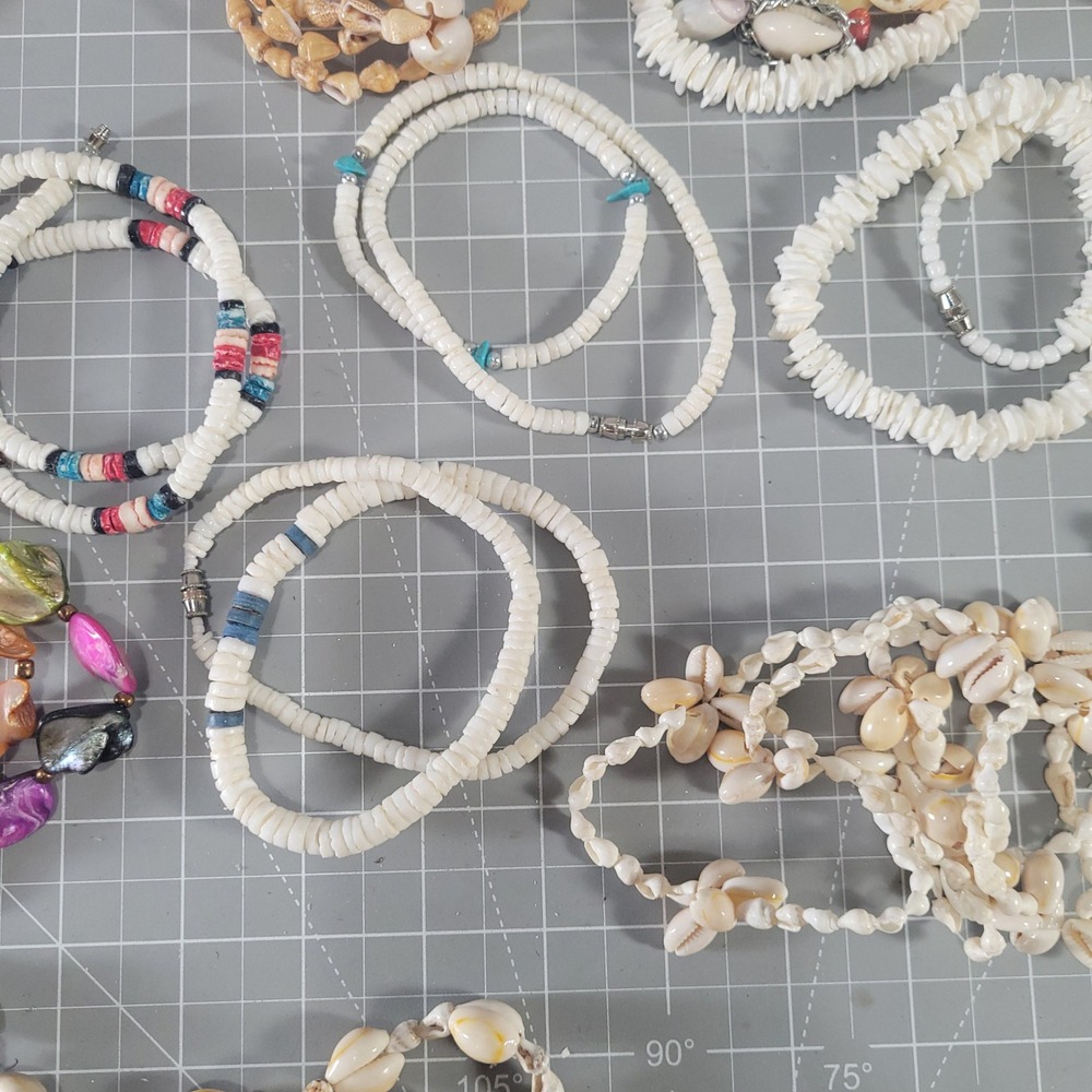 Vintage Beach Shell Jewelry Lot Cowrie Puka Mother of Pearl Boho Coast Over 1 lb - Picture 6 of 11